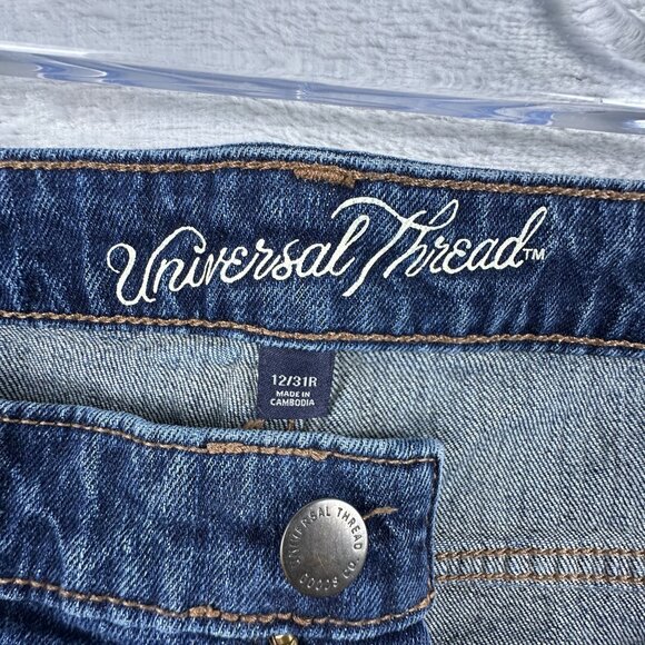 Universal Thread Women's Taper Leg Jeans Raw Hem Stretch Blue Size 12/31R - Picture 5 of 11
